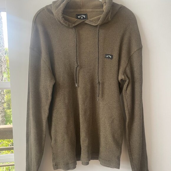Billabong Waffle Knit‎ Pullover Hoodie in Brown, Size Small - Picture 1 of 5